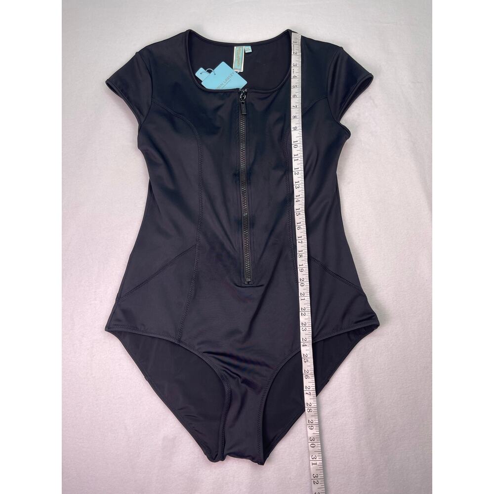 NWT Robyn Lawley Bond-Eye Scuba Style Zip Front One Piece Swimsuit Black US 14 - Picture 8 of 13